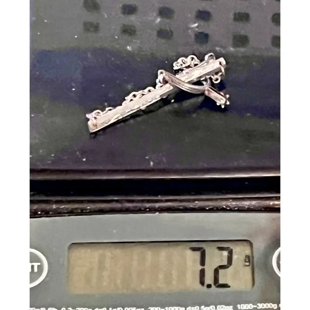 Vintage Sterling Silver Boot Spur Tie Clip Chain Silver Tone Western Cowboy 3”